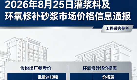 大荔2026年8月25日灌浆料及环氧修补砂浆市场价格信息通报